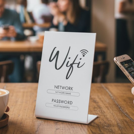 Modern Wifi Password Network Reclamebord Met Voetstuk