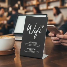 Modern Wifi Password Network  Reclamebord Met Voetstuk