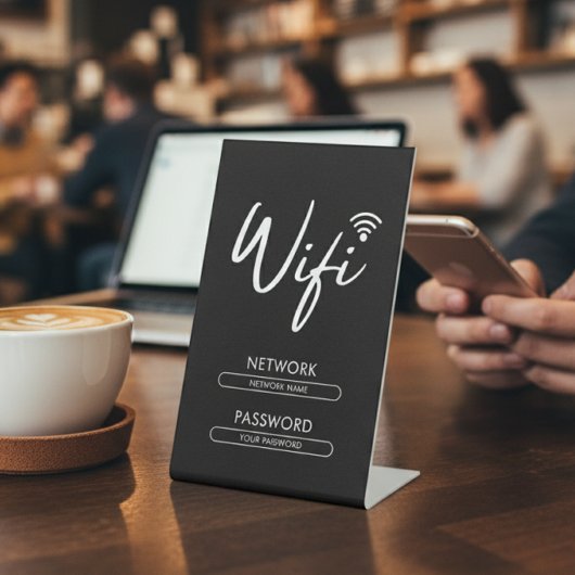 Modern Wifi Password Network  Reclamebord Met Voetstuk