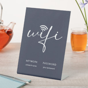 Modern WiFi-scriptnetwerk Wachtwoord Grijs Blauw Reclamebord Met Voetstuk