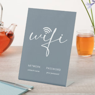 Modern WiFi-scriptnetwerk Wachtwoord Stofblauw Reclamebord Met Voetstuk