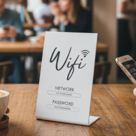 Modern Wifi Wachtwoord Netwerk Reclamebord Met Voetstuk