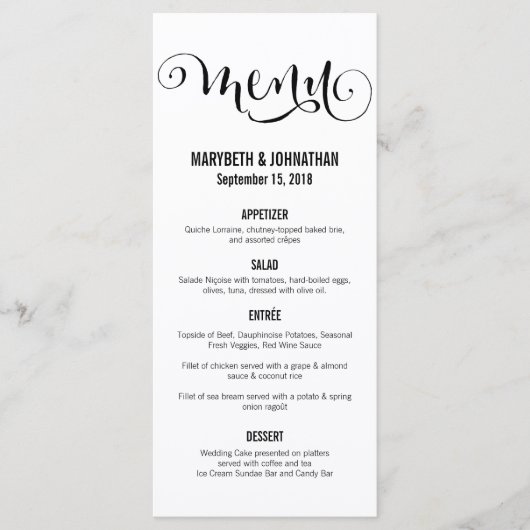 Modern wij doen de Kaart van het Menu van de Wedde (Voorkant)