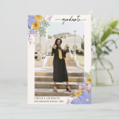 Modern Wild Bloemen waterverf Foto afstuderen Kaart (Staand voorkant)