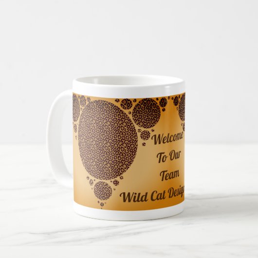 Modern Wild Cat Pattern Geometric Employee Welkom Koffiemok (Voorkant links)