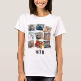 Modern Wild Dieren Foto Frame Collage T-shirt