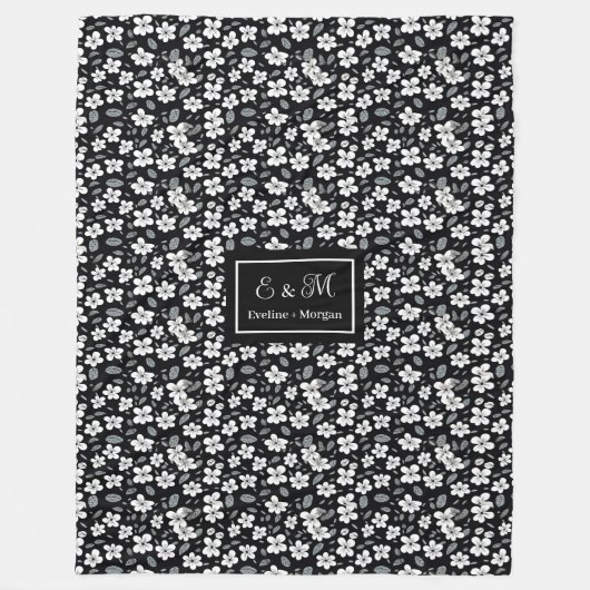 Modern Wild Flowers Blanket Custom Monochrome Fleece Deken (Voorkant)