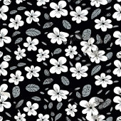 Modern Wild Flowers Blanket Custom Monochrome Fleece Deken