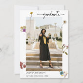 Modern Wild Flowers Kalligrafie Foto afstuderen Kaart (Voorkant)