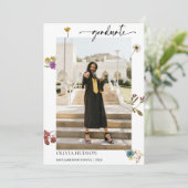 Modern Wild Flowers Kalligrafie Foto afstuderen Kaart (Staand voorkant)