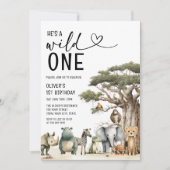 Modern Wild One Safari Oerwoud Boy 1e verjaardag Kaart (Voorkant)