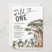 Modern Wild One Safari Oerwoud Boy 1e verjaardag Kaart (Voorkant)