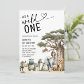 Modern Wild One Safari Oerwoud Boy 1e verjaardag Kaart (Staand voorkant)
