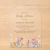 Modern, Wildbloem, Baby shower Acryl Uitnodigingen (Voorkant)