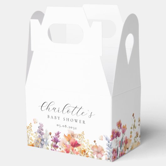 Modern, wilde bloem, Baby shower Bedankdoosjes (Geopend)