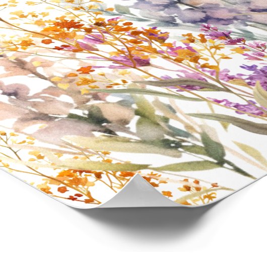 Modern, wilde bloem Baby shower Welkom Poster (Hoek)