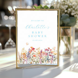 Modern, wilde bloem Baby shower Welkom Poster