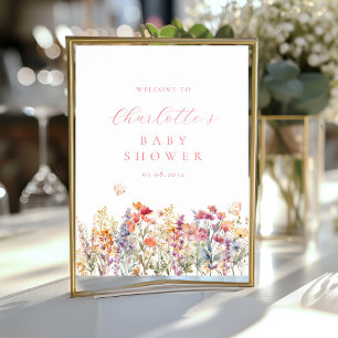 Modern, wilde bloem Baby shower Welkom Poster