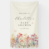 Modern, wilde bloem baby shower welkom spandoek (Verticaal)