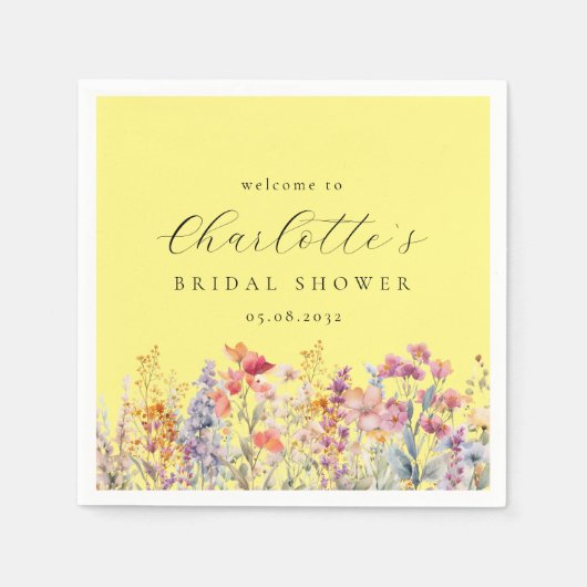 Modern, wilde bloem Vrijgezellenfeest Welkom Servet (Voorkant)