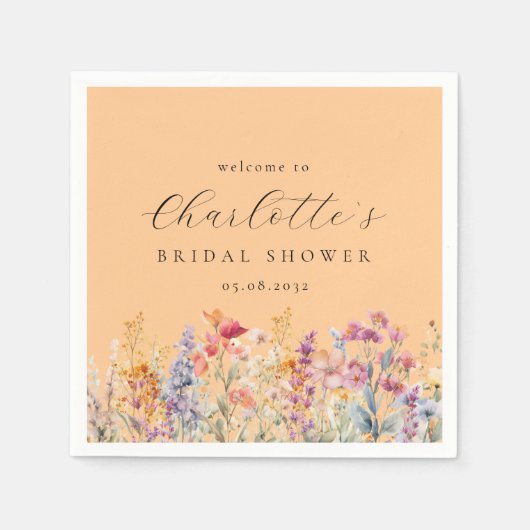 Modern, wilde bloem Vrijgezellenfeest Welkom Servet (Voorkant)