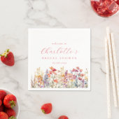 Modern, wilde bloem Vrijgezellenfeest Welkom Servet (Insitu)