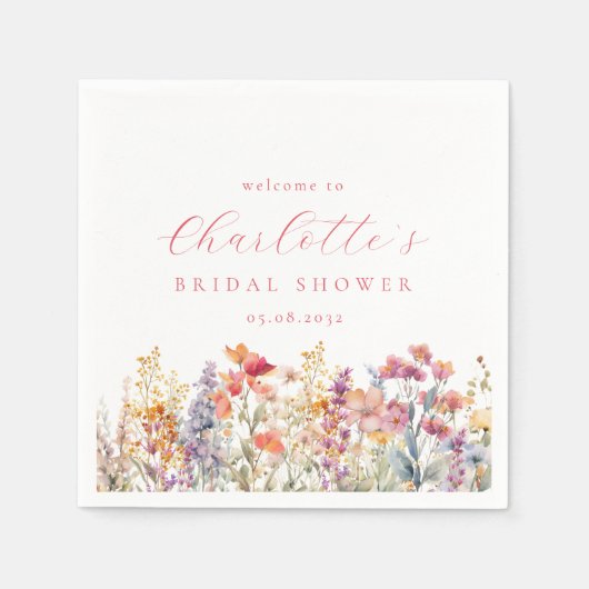 Modern, wilde bloem Vrijgezellenfeest Welkom Servet (Voorkant)