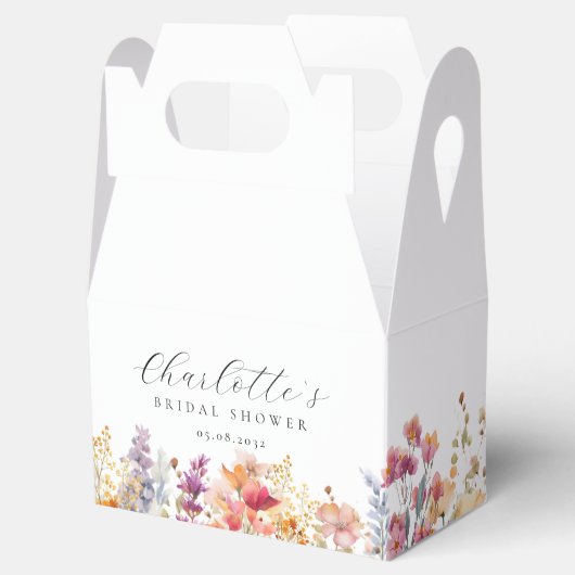 Modern, wilde bloemen, bruidsdouche bedankdoosjes (Geopend)