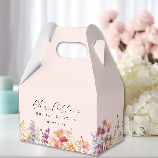 Modern, wilde bloemen, bruidsdouche bedankdoosjes