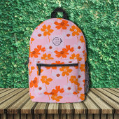 Modern Wilde Bloemen Roze Sinaasappel Toevoegen Lo Bedrukte Rugzak