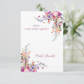 Modern wilde bloemen script vrijgezellenfeest plaa kaart (Staand voorkant)