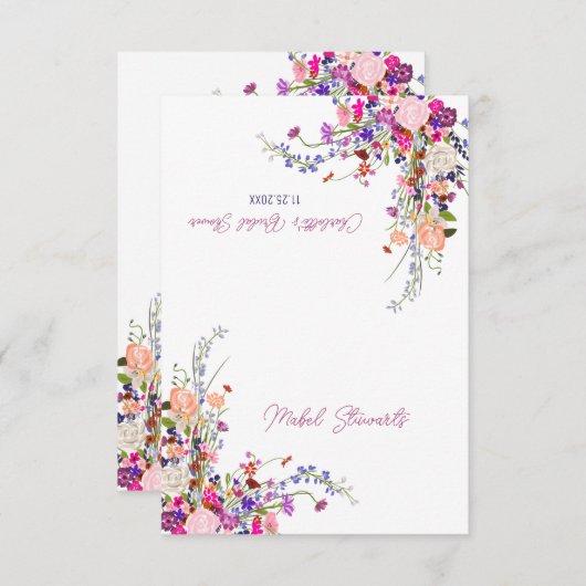 Modern wilde bloemen script vrijgezellenfeest plaa kaart (Voorkant / Achterkant)