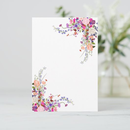 Modern wilde bloemen script vrijgezellenfeest plaa kaart (Staand voorkant)