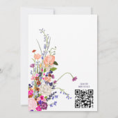 Modern wilde bloemen script vrijgezellenfeest QR Kaart (Achterkant)