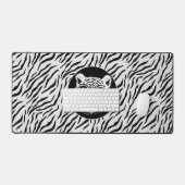Modern Wilde Witte Tijger Patroon Bureaumat (Keyboard & Muis)