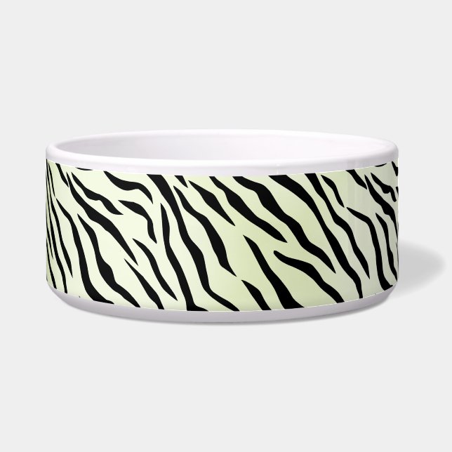 Modern Wilde Witte Tijger Patroon Voerbakje (Voorkant)