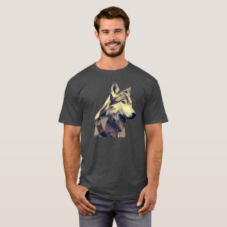 Modern Wilderness: Abstract Geometric Wolf Design T-shirt