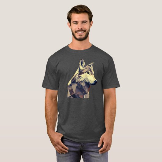 Modern Wilderness: Abstract Geometric Wolf Design T-shirt (Voorkant volledig)