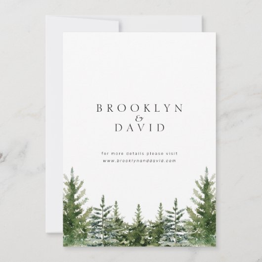 Modern Wilderness Pine Trees minimalistisch huweli Kaart (Achterkant)