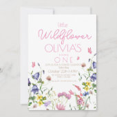 Modern Wildflower 1e verjaardagsfeest Kaart (Voorkant)