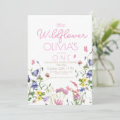 Modern Wildflower 1e verjaardagsfeest Kaart (Staand voorkant)