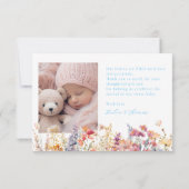 Modern, Wildflower, 2 foto Nieuwe Baby Dank u Bedankkaart (Achterkant)