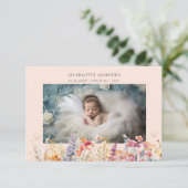 Modern, Wildflower, 2 foto Nieuwe Baby Dank u Bedankkaart (Staand voorkant)