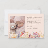 Modern, Wildflower, 2 foto Nieuwe Baby Dank u Bedankkaart (Achterkant)