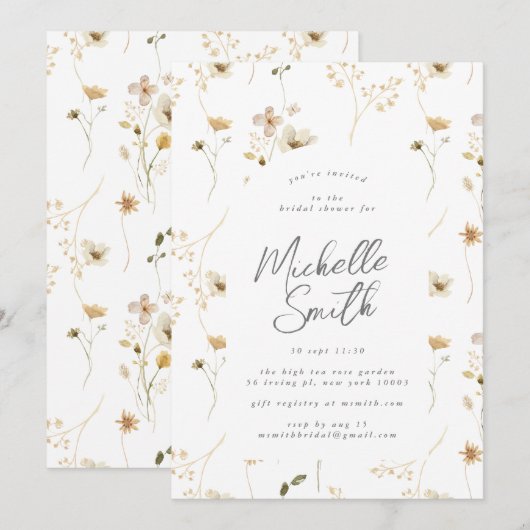 Modern Wildflower Arch Boho Vrijgezellenfeest Kaart (Voorkant / Achterkant)