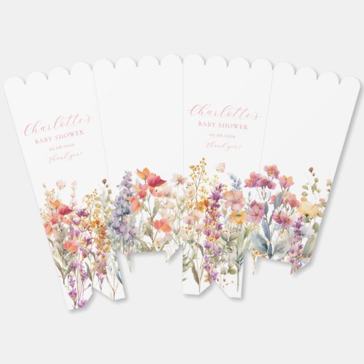 Modern, Wildflower Baby shower Bedankdoosjes (Ongevouwen)