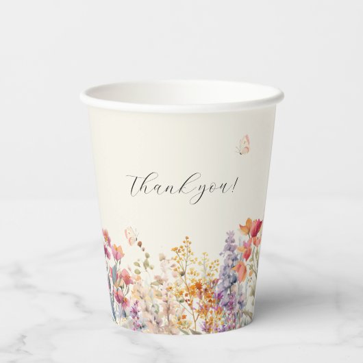 Modern, Wildflower Baby shower Papieren Bekers (Achterkant)