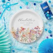 Modern, Wildflower Baby shower Papieren Bordje (Feest)
