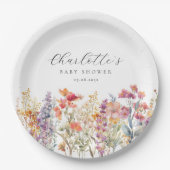 Modern, Wildflower Baby shower Papieren Bordje (Voorkant)