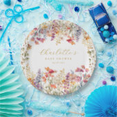 Modern, Wildflower Baby shower Papieren Bordje (Feest)
